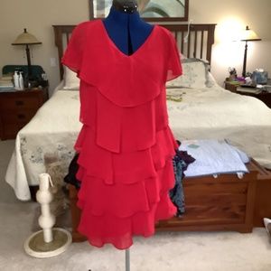 Size 8 Petite red tiered cocktail dress